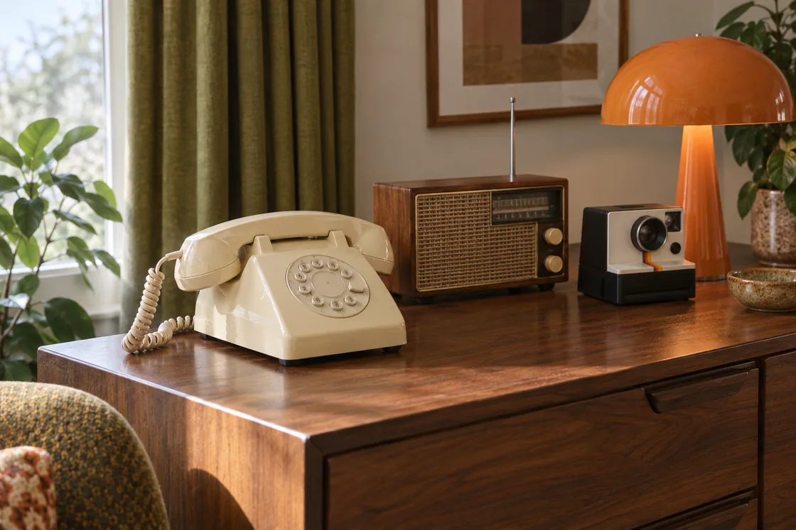Años 60: objetos y regalos retro con historia comprobada: imagen editorial ilustrativa