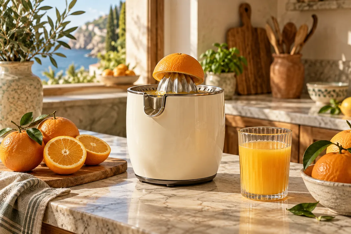 Exprimidores retro: cuál elegir para naranjas, limones y pomelos: imagen editorial ilustrativa