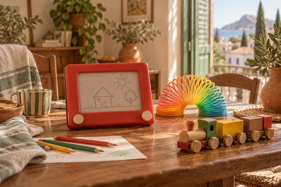 Juguetes clásicos para volver a jugar: dibujo, imágenes y trenes