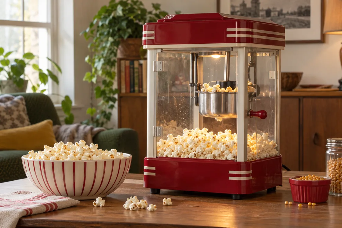 Máquinas de palomitas: aire caliente o estilo de cine: imagen editorial ilustrativa