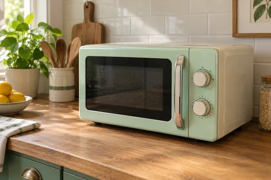 Microondas retro: tamaño útil, mandos y grill