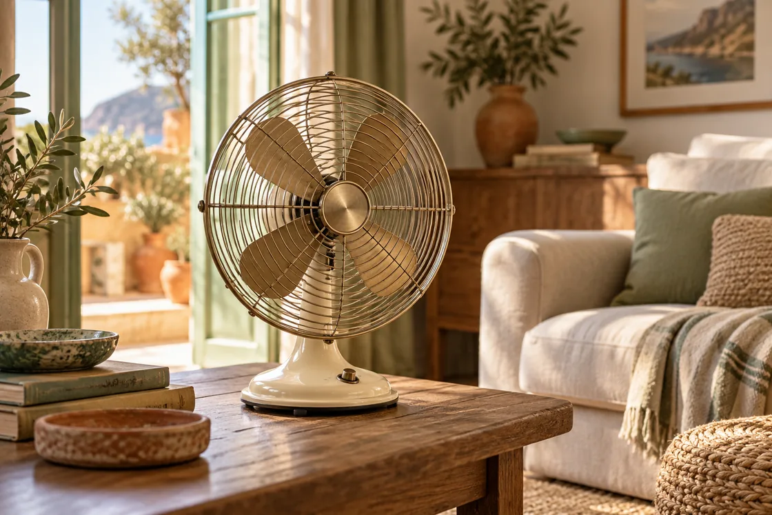 Ventiladores retro: aire cómodo, ruido y tamaño por delante del estilo: imagen editorial ilustrativa
